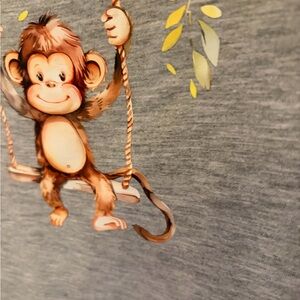 Gray Shirt with Monkey Print